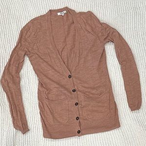 Madewell Lightweight Rust Brown Button-Front Cardigan